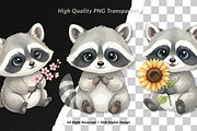 15 Bundle Watercolor Baby Raccoon, an Animal Illustration by Morspective (Thumbnail 2 of 8)