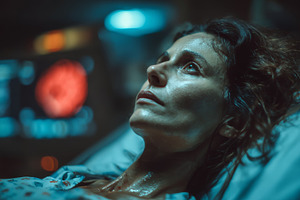 Close-up of a patient in a futuristic hospital environment under examination, a Health & Medical Photo by AS photostudio
