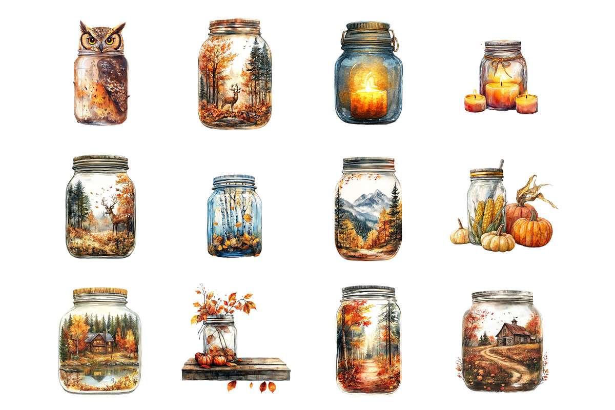Fall Mason Jar Design PNG, an Illustration by SinaCreation (Photo 2 of 7)