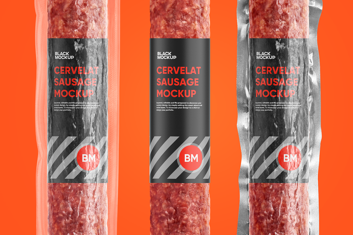 Cervelat Sausage Mockup, a Packaging Mockup by BlackMockup (Photo 12 of 15)