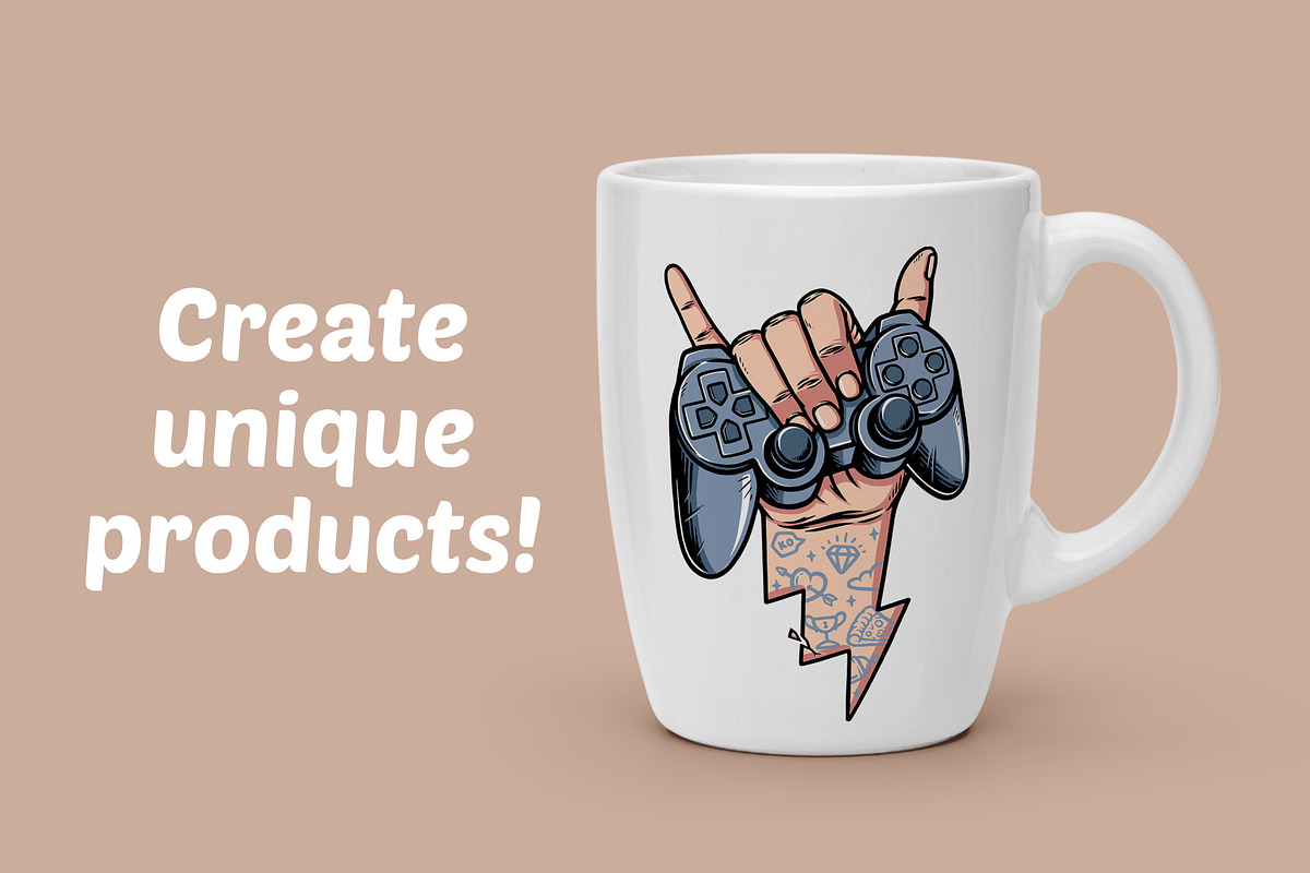 shaka hand and game controller, an Object Illustration by gunaonedesign (Photo 2 of 4)