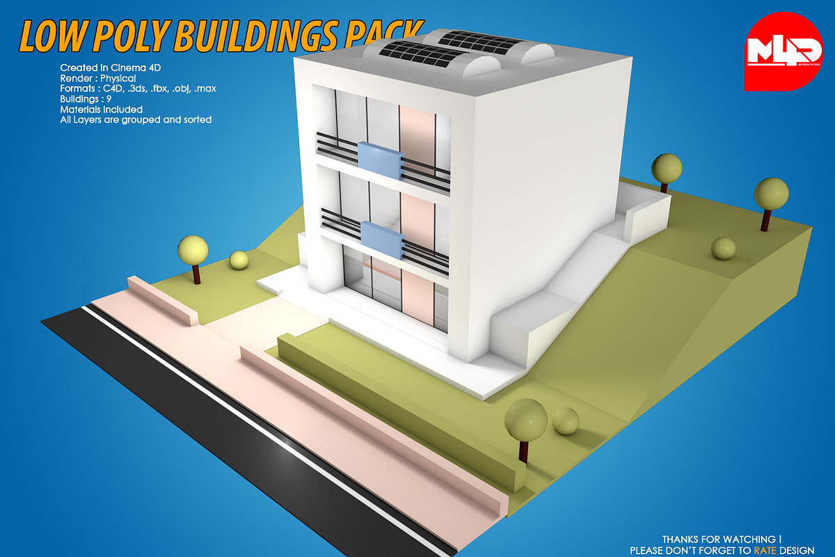 Low Poly Buildings Pack, an Architecture 3D Model by multimedia4ds (Photo 7 of 10)