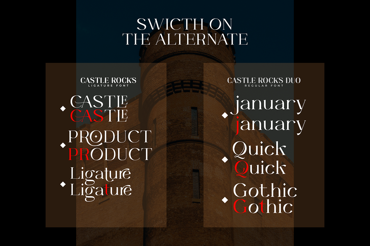 CASTLE ROCKS DUO - Ligature Font, a Serif Font by Java pep (Photo 3 of 15)
