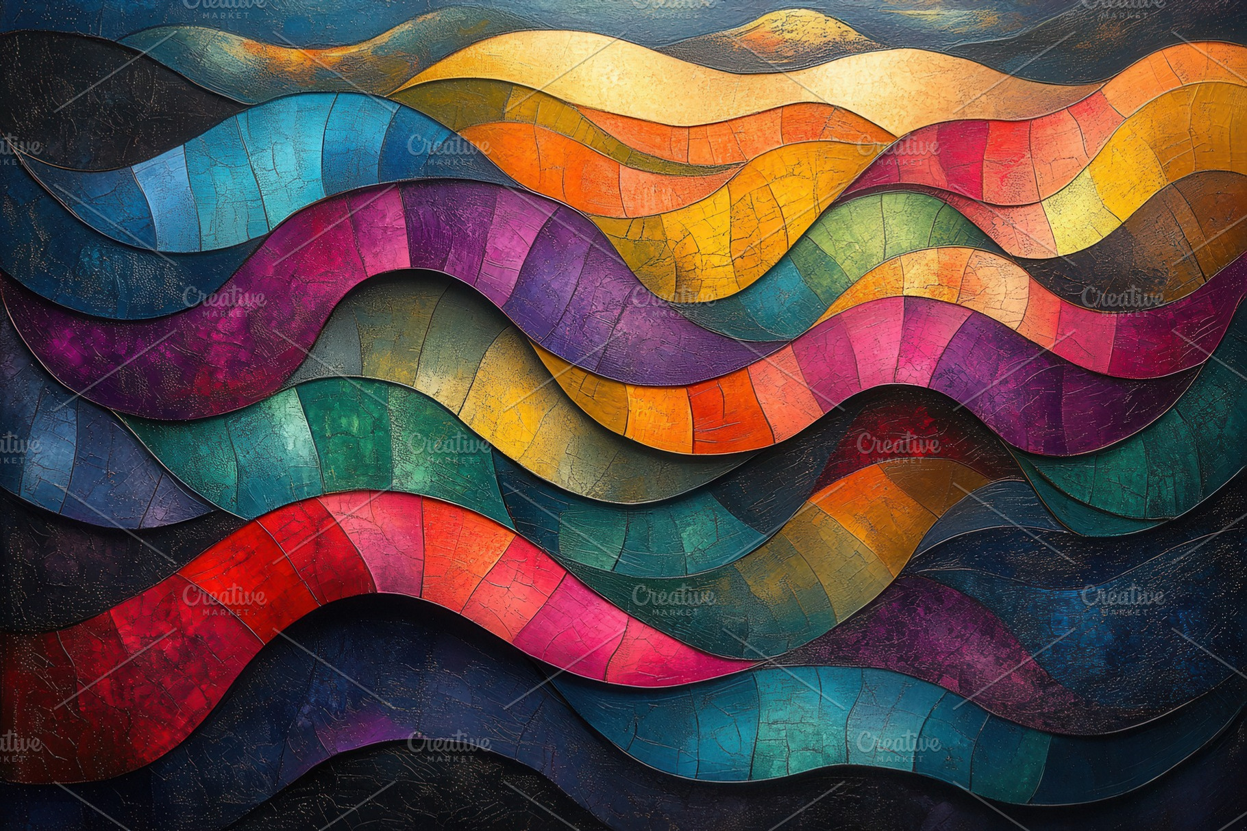 Abstract waves in vibrant colors cre, a Photo by Tanuart