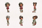 Cute Fashion Girl Clipart Bundle, a Seasonal Illustration by CreationArt (Thumbnail 3 of 7)