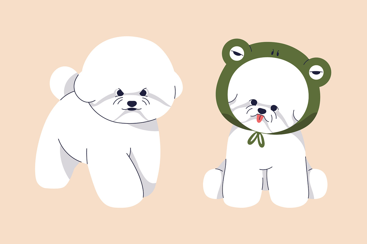 Cute dogs of Bichon Frise breed set, an Animal Illustration by Good Studio (Photo 2 of 10)