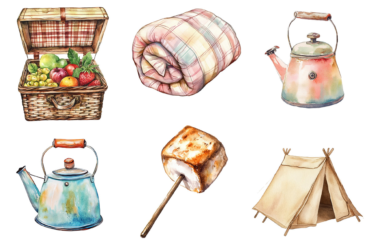 Vintage Spring Camping Clipart, an Illustration by SinaCreation (Photo 2 of 5)