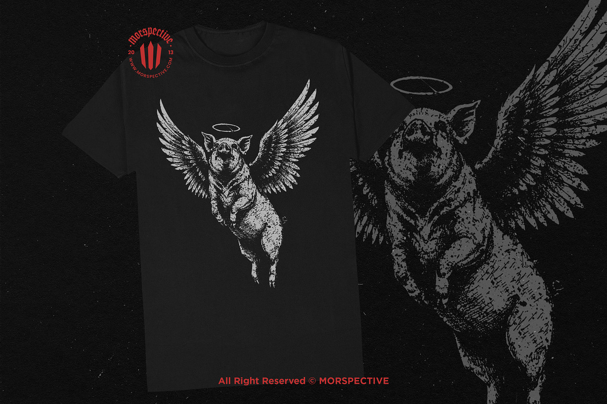 10 Bundle Dark Art Angel Pig Wing, an Illustration by Morspective (Photo 2 of 7)