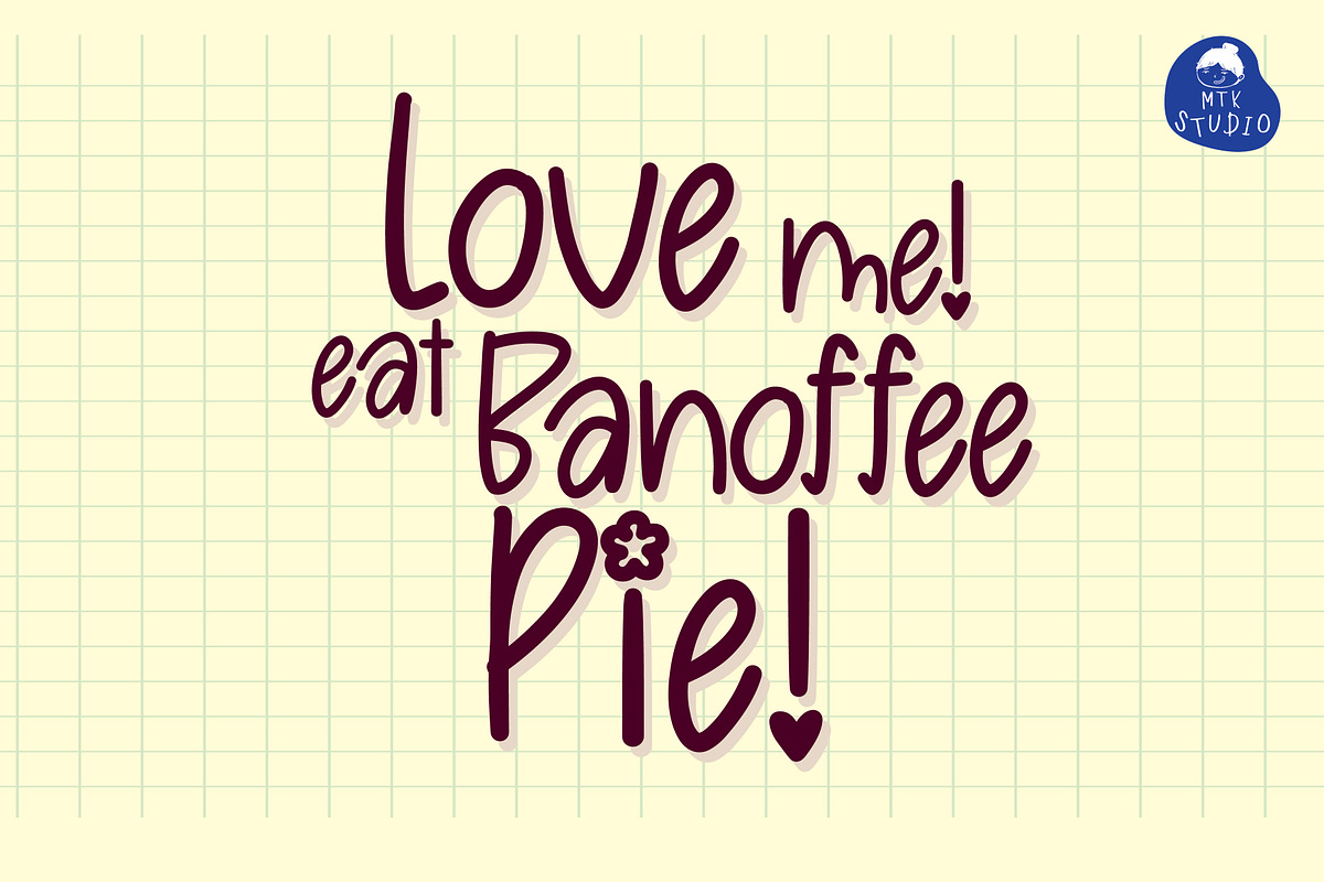BanoffeePie - Cute Handwritten Font, a Handwritten Font by MTK Studio (Photo 6 of 6)