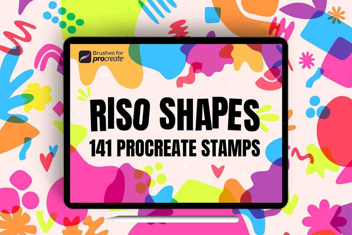 140+ procreate riso shape stamps, a Brush Add-On by laura.design (Photo 1 of 10)