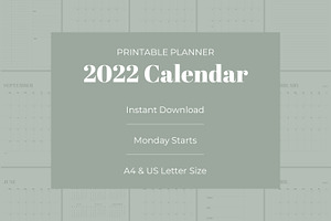 Printable Planner 2022 Calendar