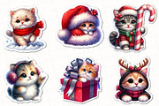 Christmas Cat Sticker Clipart, an Illustration by OK Design (Thumbnail 2 of 5)