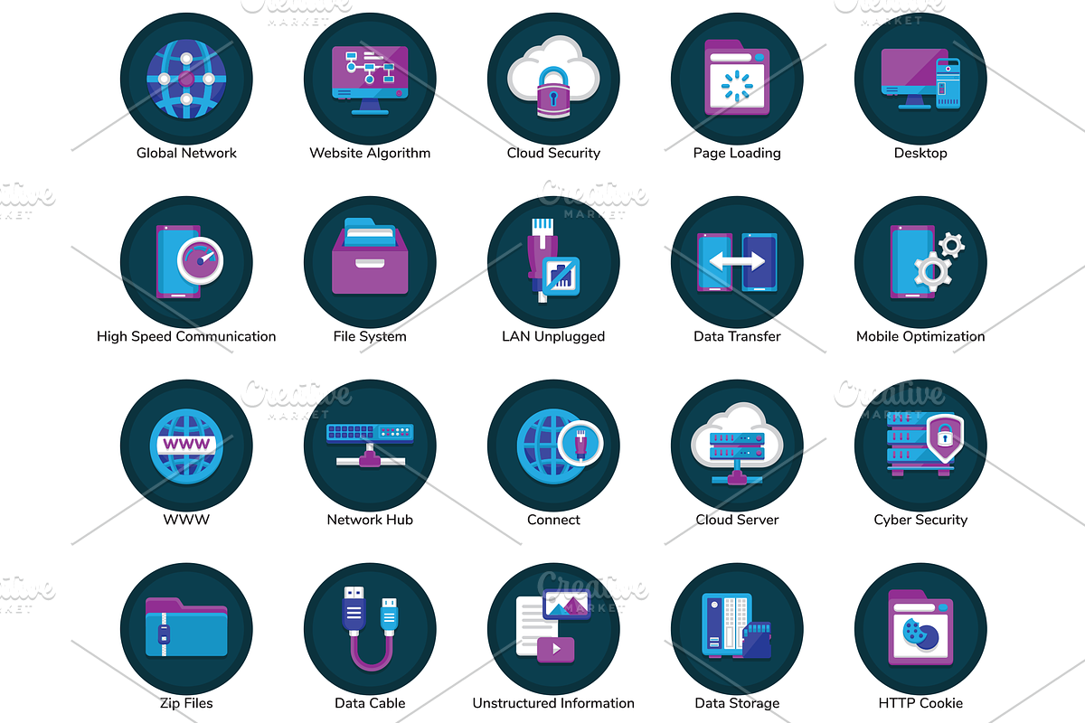 100 Web Hosting Flat Icons, an Outline Icon by Flat Icons (Photo 3 of 6)