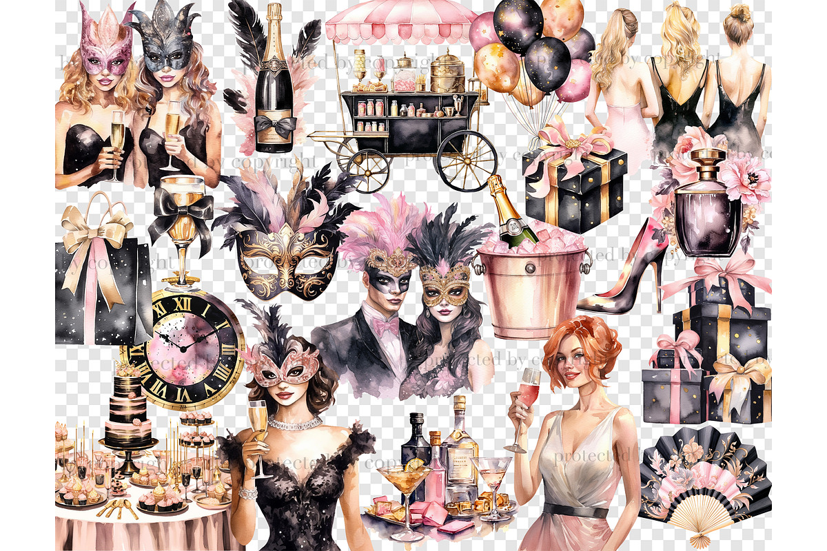 Happy New Year Clipart | Fashion, a Person Illustration by GlamArtZhanna (Photo 5 of 5)