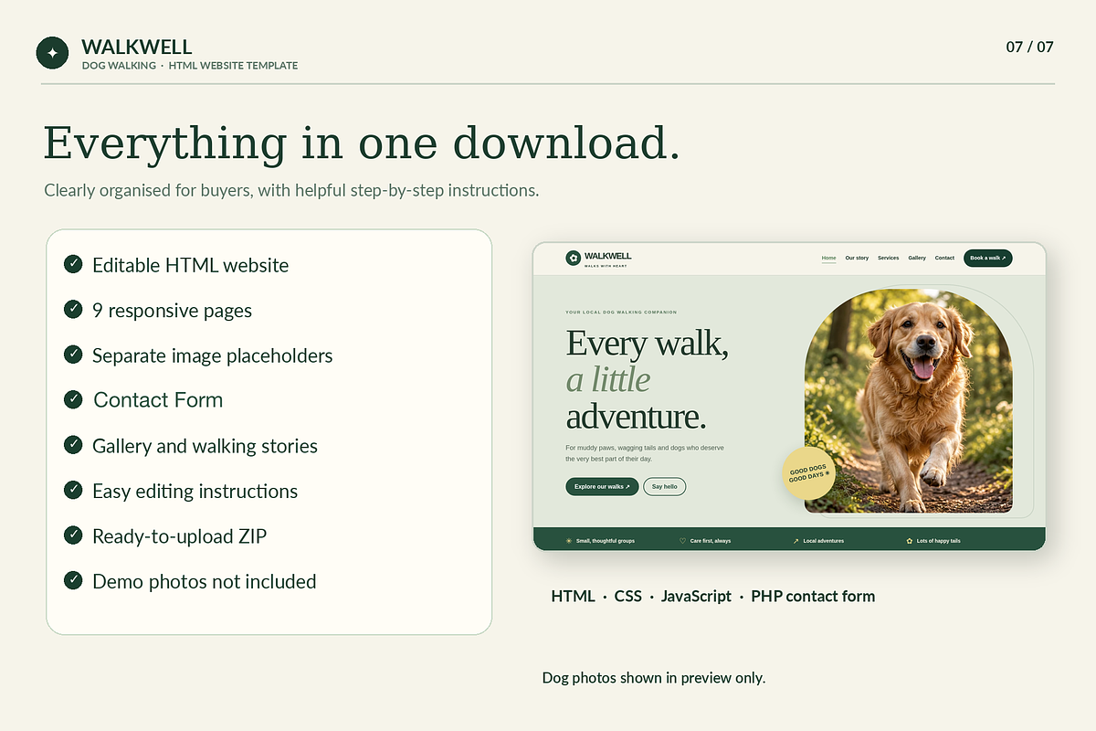 WALKWELL – Dog Walking HTML Template, a HTML Template by Darweish Designs (Photo 2 of 6)