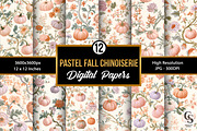 Pastel Fall Chinoiserie Pattern, a Pattern Graphic by Creative Store (Thumbnail 1 of 5)