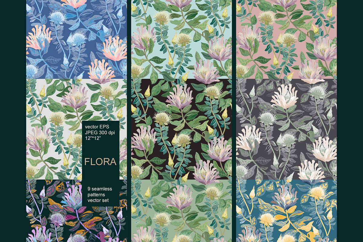Flowers seamless vector set, a Pattern Graphic by PatternsBlooming