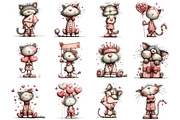 Whimsical Valentine Cat Clipart, an Illustration by Designking (Thumbnail 3 of 5)