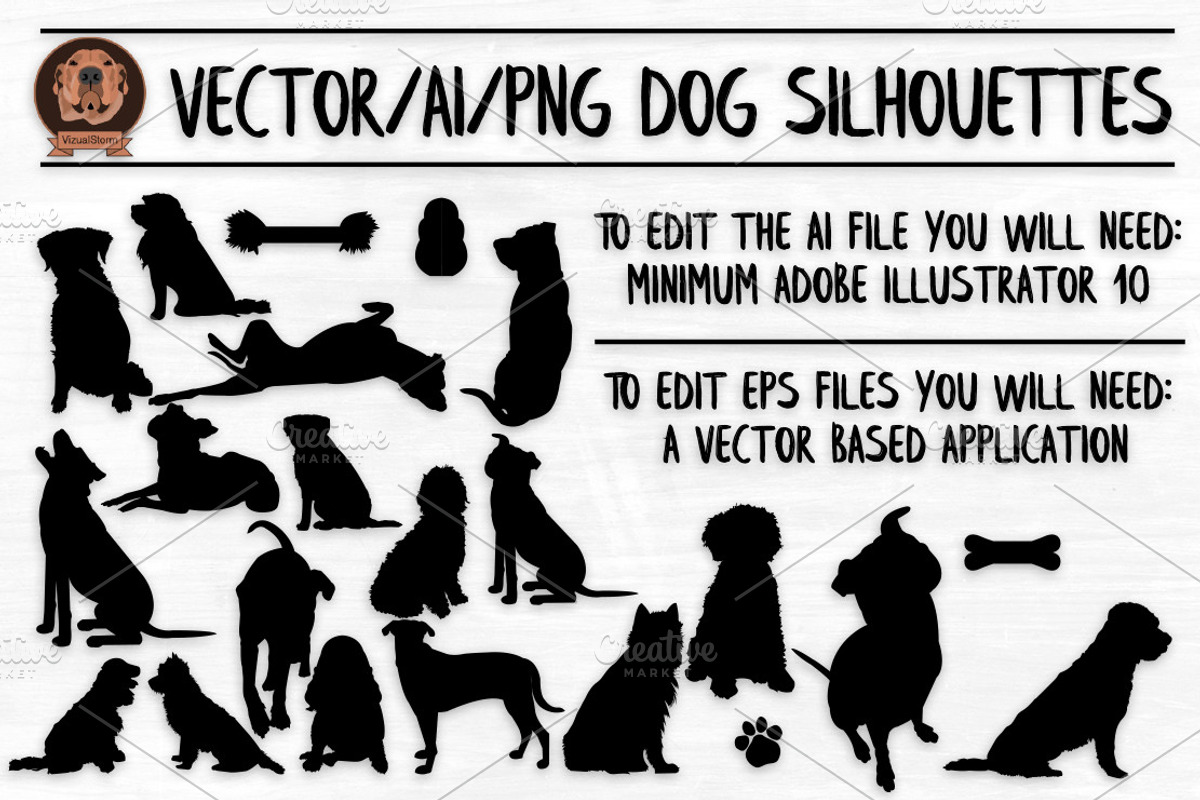 Vector Dog Silhouettes - AI/EPS/PNG, an Animal Illustration by VizualStorm (Photo 3 of 3)