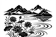 60 Lotus Mountain Harmony Silhouette, an Empty State Illustration by Amazin_art (Thumbnail 2 of 31)