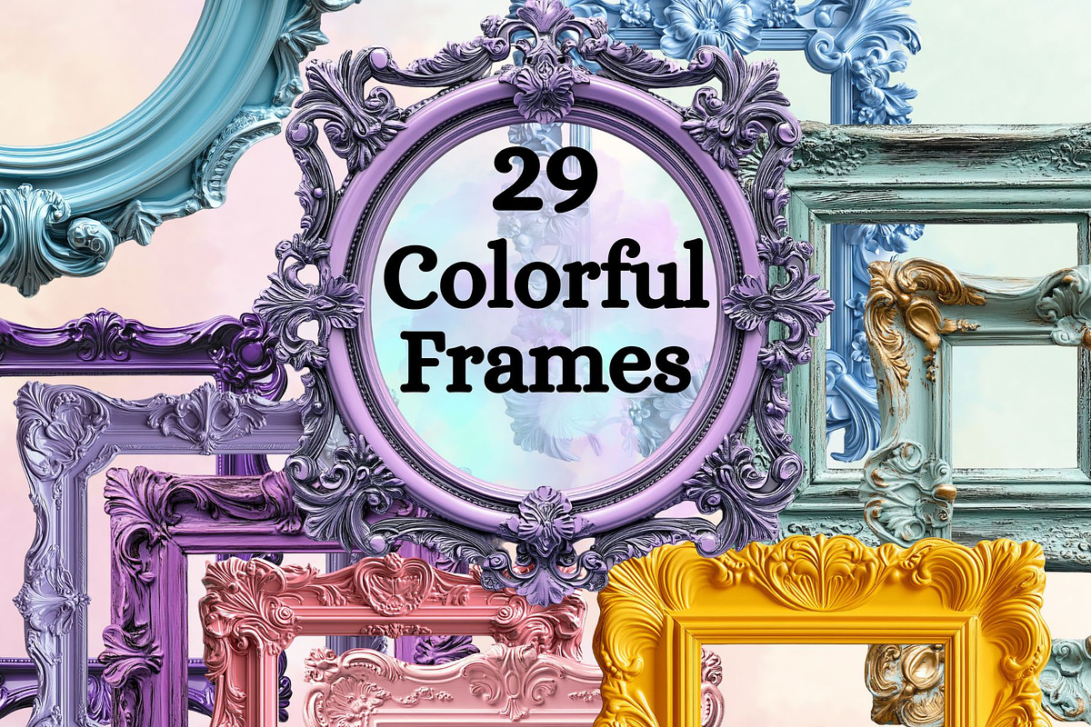 29 Colorful Ornate Frame PNGs, a Decorative Illustration by Loony Dream Designs (Photo 1 of 7)