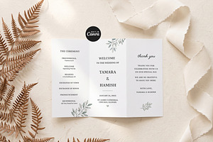 Greenery Wedding Program Template, an Invitation Template by Arslan