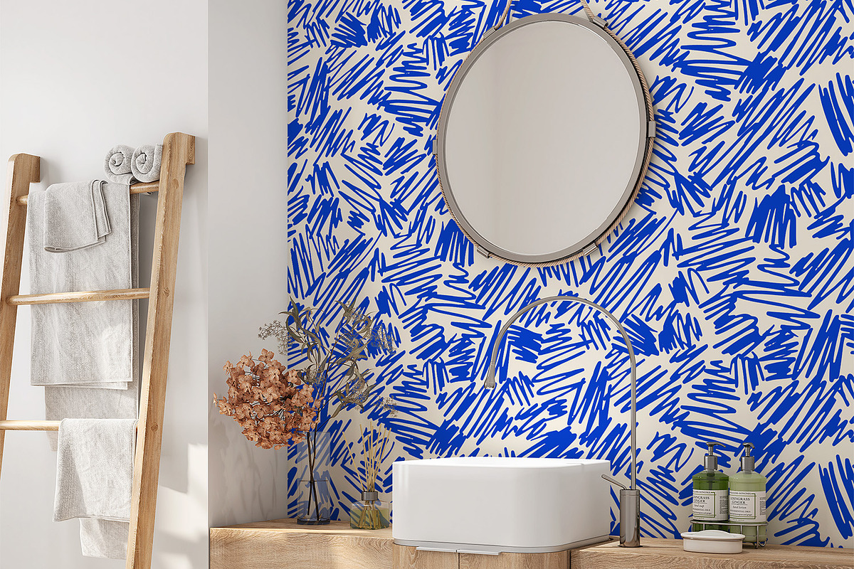 Blue Marker Scribbles, a Pattern Graphic by MalyskaStudio (Photo 5 of 5)