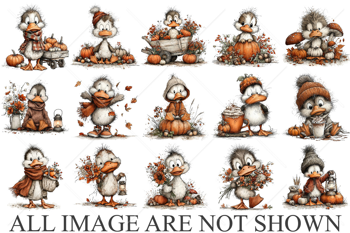 Whimsical Fall Duckling Clipart PNG, a Seasonal Illustration by Canvas Craft (Photo 4 of 10)
