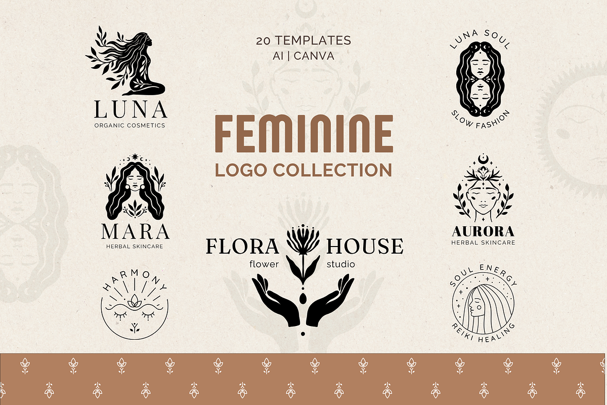 Feminine Logo Collection, a Branding & Logo Template by Alisovna (Photo 1 of 9)