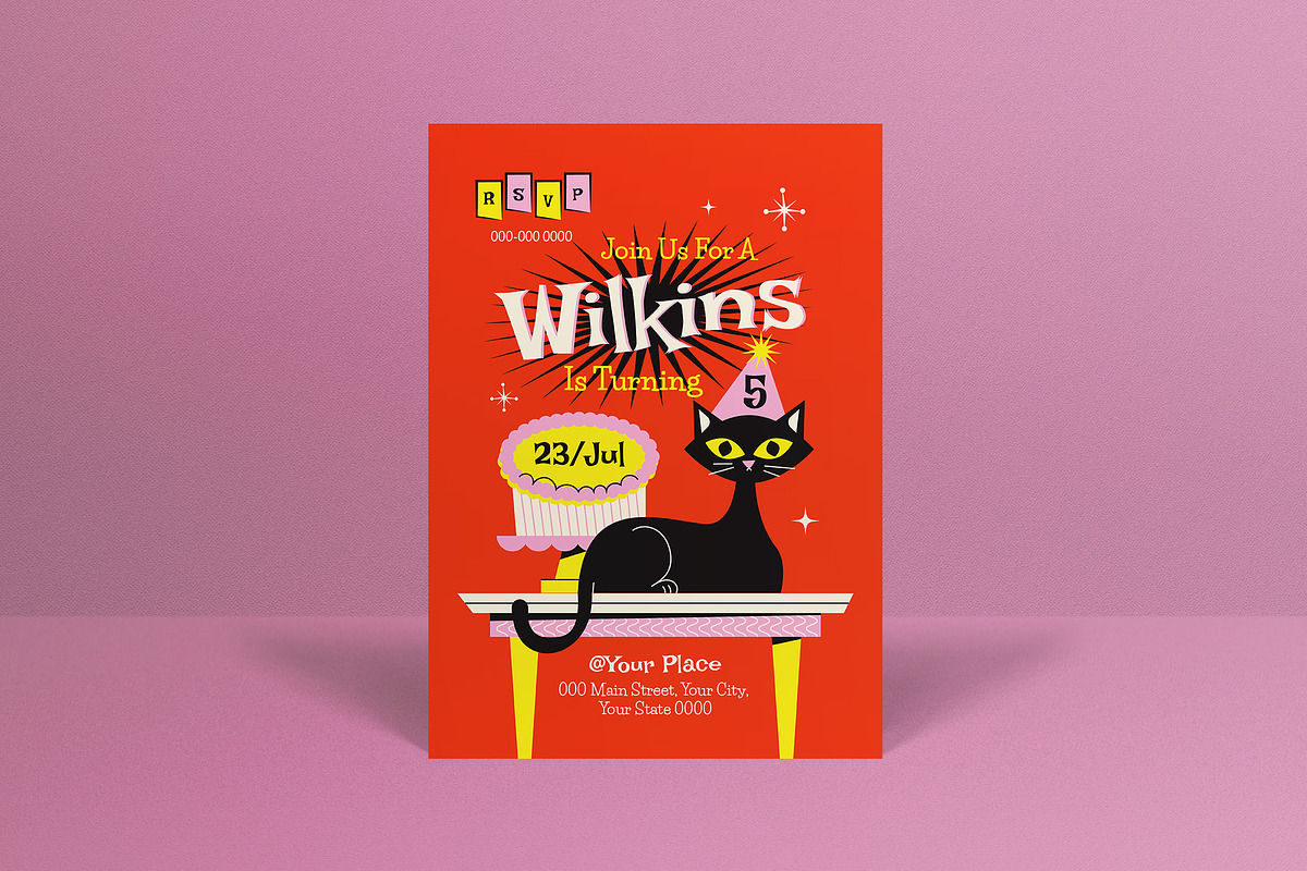 Mid Century Kids Birthday Invitation, an Invitation Template by graphicook (Photo 1 of 3)