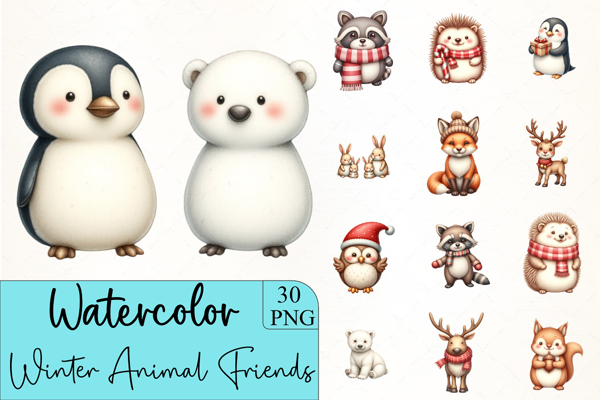 Winter Animal Friends Clipart, an Illustration by CrexoraLab (Photo 5 of 5)