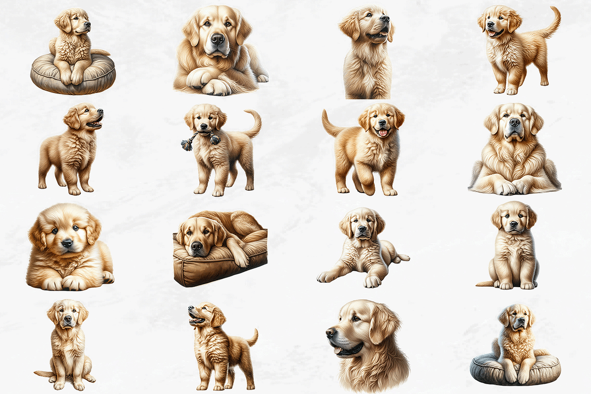 Golden Retriever Clipart Bundle, an Animal Illustration by Bijou Bay (Photo 2 of 4)