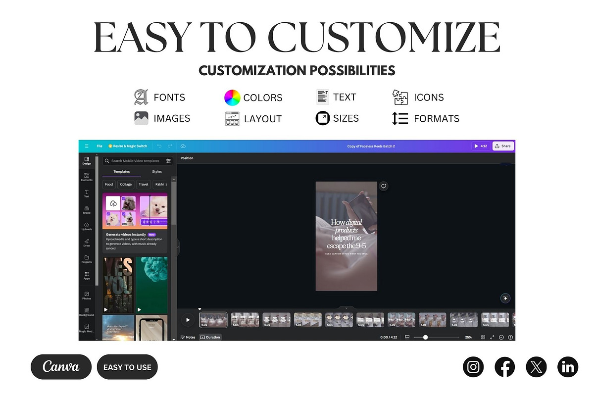 50 Faceless Reel Bundle-MRR & PLR, a Social Media Template by Studioxhq (Photo 2 of 4)