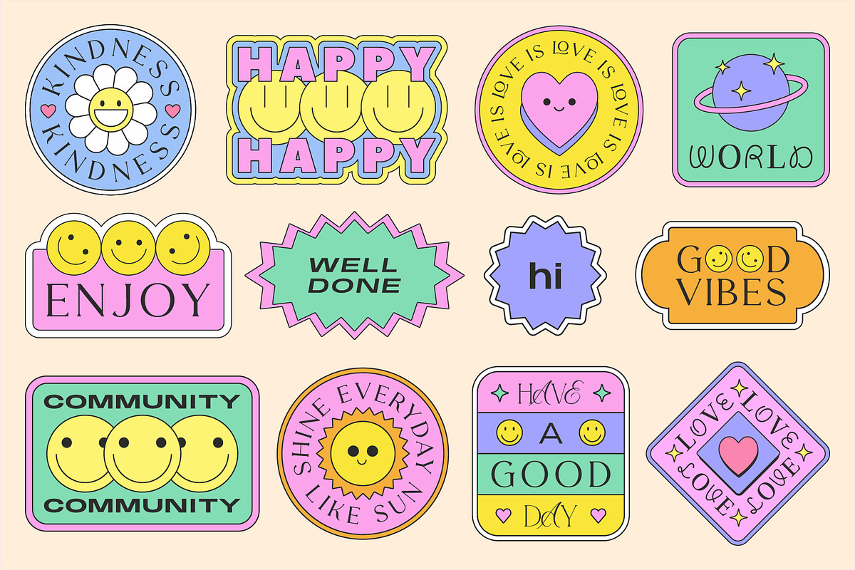 CARTOON STICKERS SET Y2K DESIGN, a Pattern Graphic by craftlove (Photo 3 of 10)