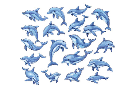 Dolphins in hand drawn cartoon, an Animal Illustration by Onyx