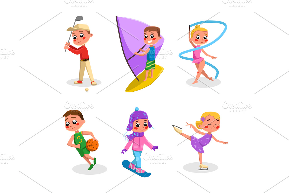 Happy Children Playing Sport and, a Person Illustration by TopVectors