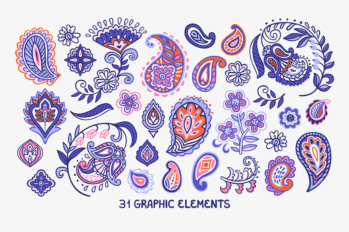 PAISLEY | graphics set, a Pattern Graphic by Nastya Tkachova (Photo 6 of 8)