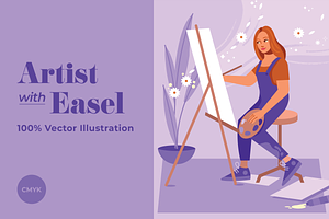Artist with Easel Illustration