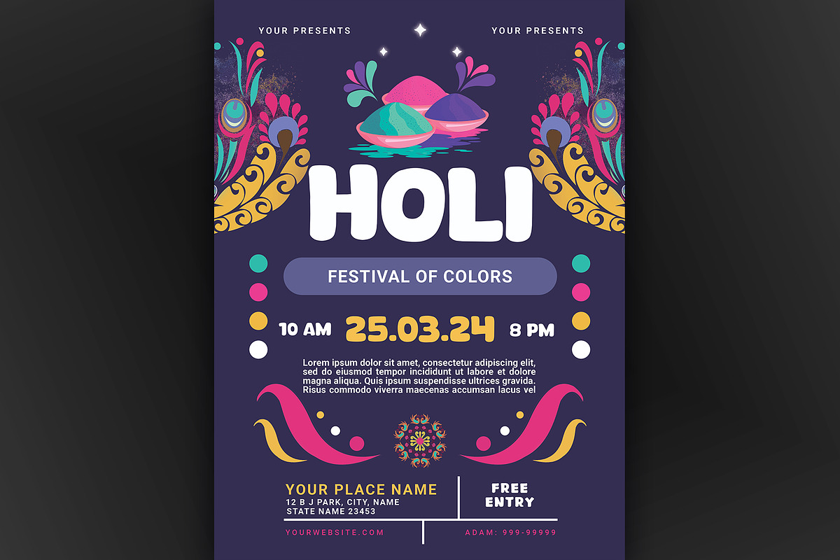 Beautiful Holi flyer template, a Flyer Template by kamalrawat_gd (Photo 1 of 2)