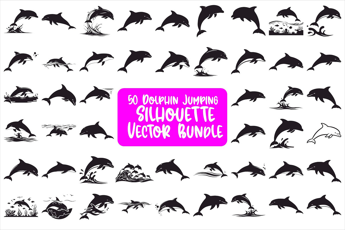 Dolphin Jumping Silhouette Vector, an Illustration by Designs_River (Photo 1 of 51)