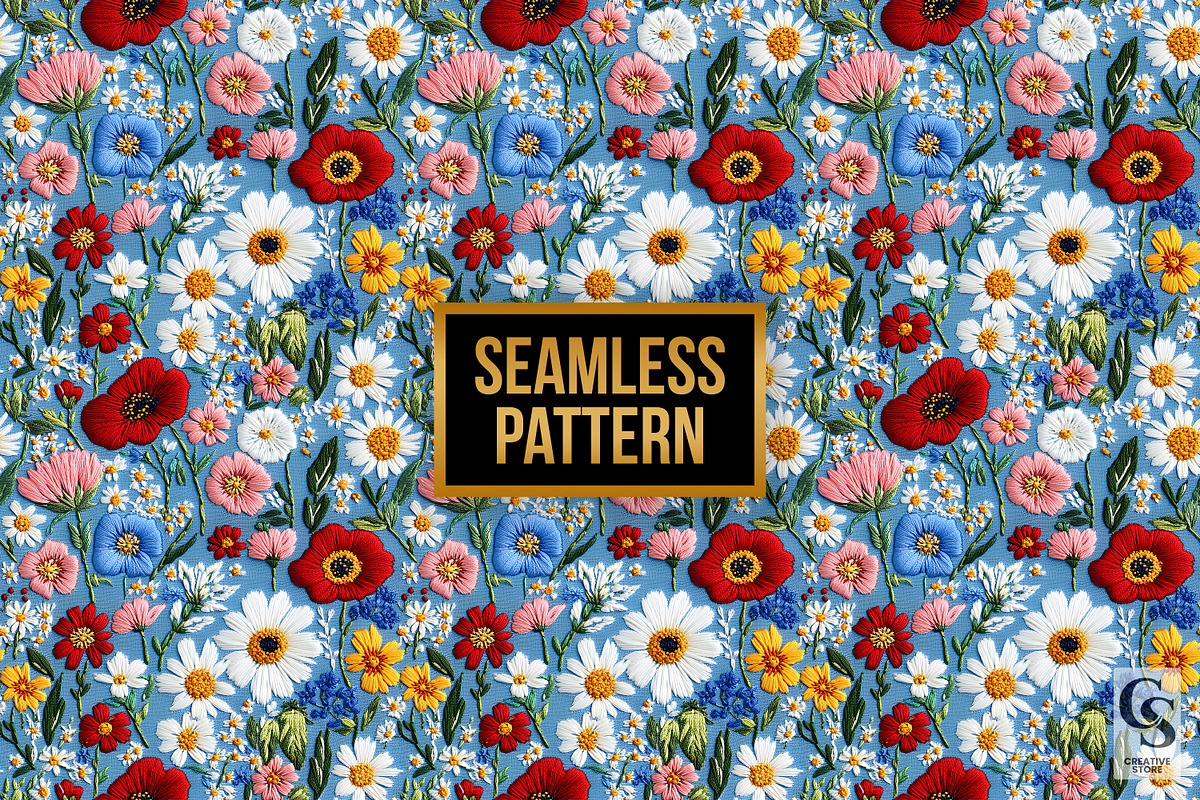Spring Floral Embroidery Patterns, a Pattern Graphic by Creative Store (Photo 4 of 5)