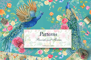 Seamless Patterns .Peacocks Flower