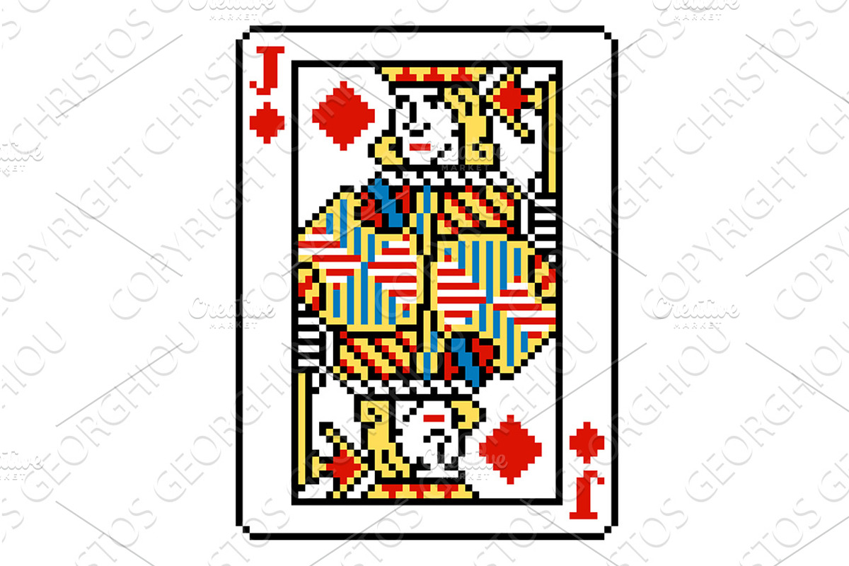 Pixel Art Jack of Diamonds Playing, an Illustration by Christos Georghiou