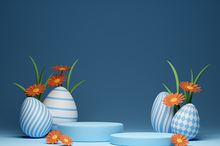Easter, spring scene with podium