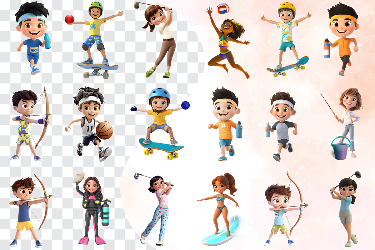 Cute 3D Summer Sport Characters, a Characters & Person 3D Model by Flourish Spark (Photo 4 of 9)