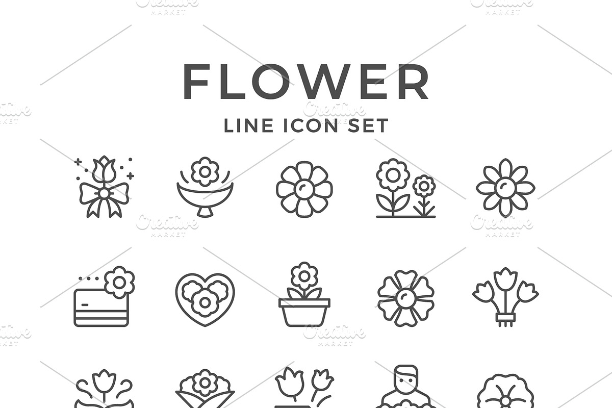Set line icons of flower, an Outline Icon by motorama (Photo 1 of 2)
