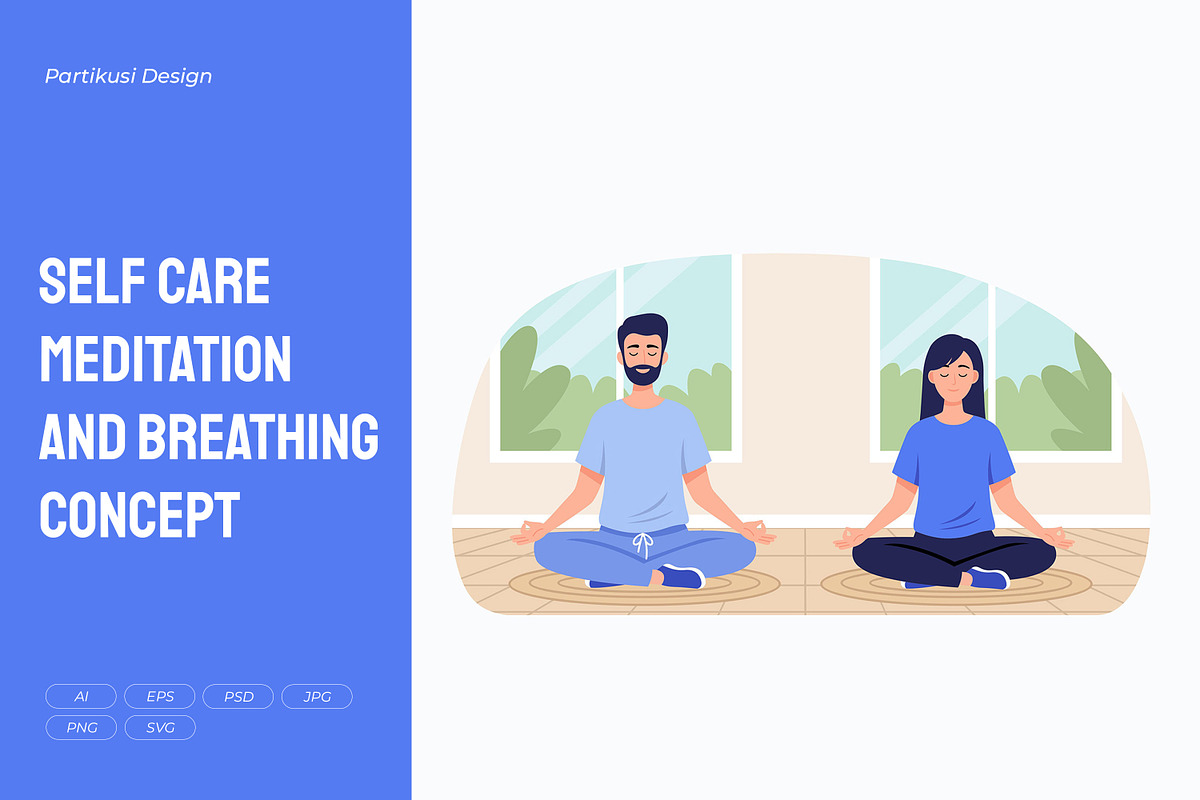 Self Care Meditation and Breathing, a Person Illustration by Partikusi Design (Photo 1 of 3)