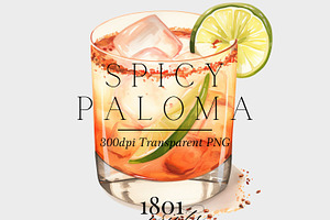 Spicy Paloma Cocktail Illustration