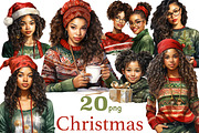 Christmas Black Girl Clipart | Xmas, a Person Illustration by GlamArtZhanna (Thumbnail 1 of 5)