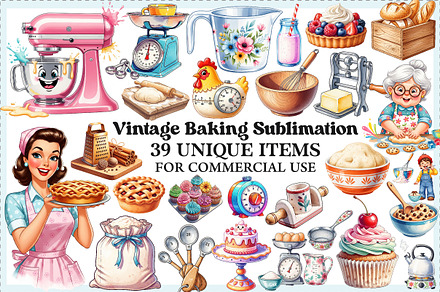 Vintage Baking Sublimation Clipart